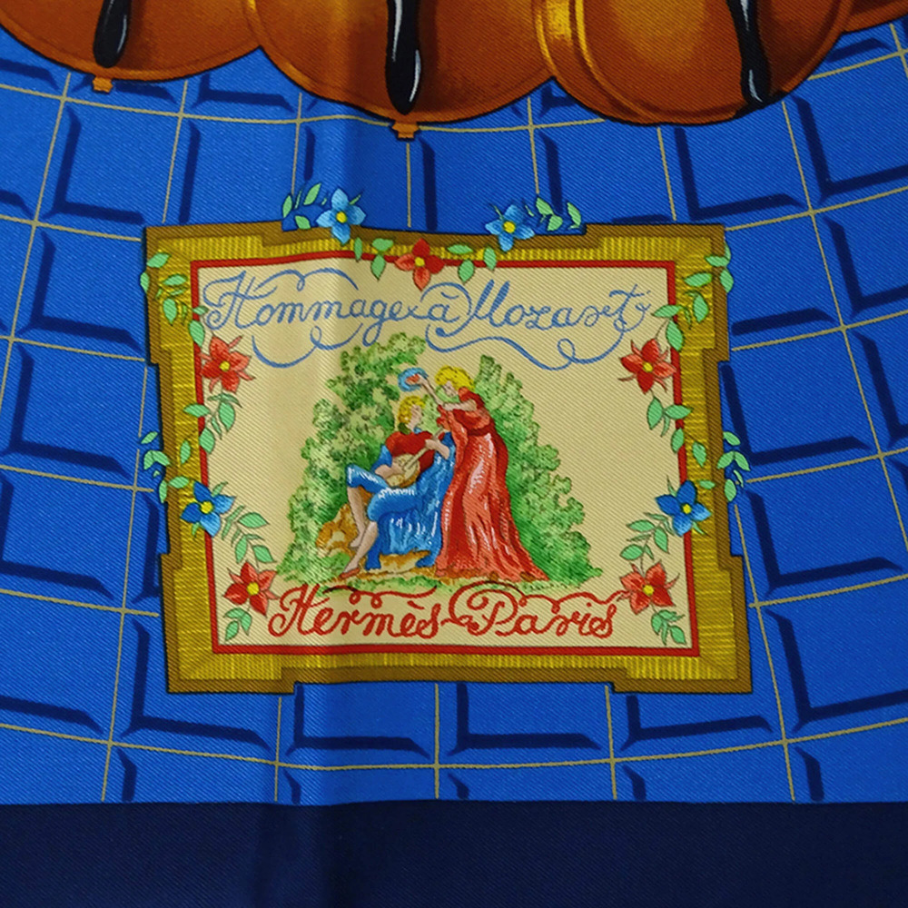 HERMES Blue Silk Scarf - Picture 4 of 7